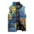 Black Cockatoo Australia Aboriginal Art Sleeveless Puffer Jacket NAIDOC Week - Nature Lovers