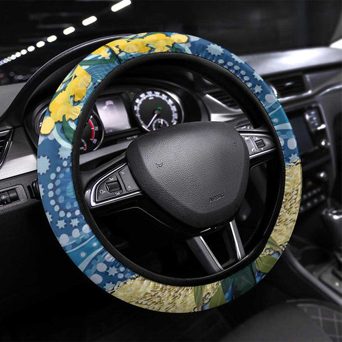 Black Cockatoo Australia Aboriginal Art Steering Wheel Cover NAIDOC Week - Nature Lovers