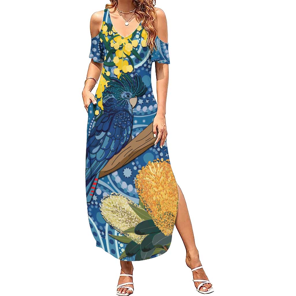 Black Cockatoo Australia Aboriginal Art Summer Maxi Dress NAIDOC Week - Nature Lovers