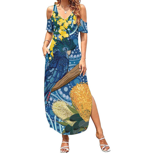 Black Cockatoo Australia Aboriginal Art Summer Maxi Dress NAIDOC Week - Nature Lovers