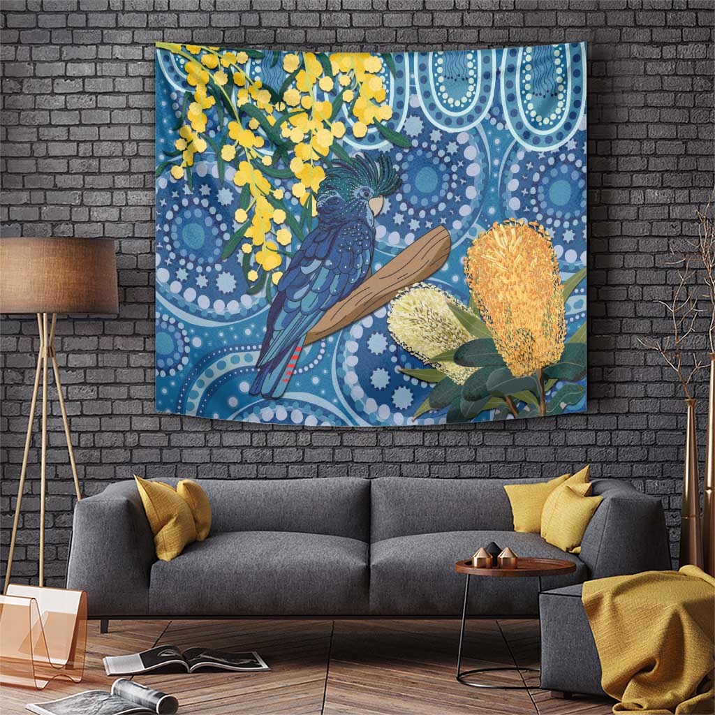 Black Cockatoo Australia Aboriginal Art Tapestry NAIDOC Week - Nature Lovers