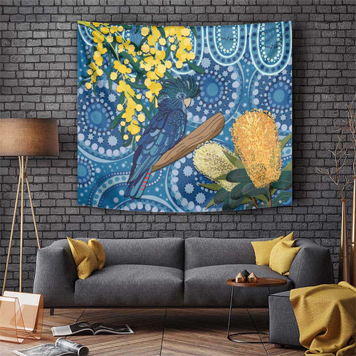 Black Cockatoo Australia Aboriginal Art Tapestry NAIDOC Week - Nature Lovers