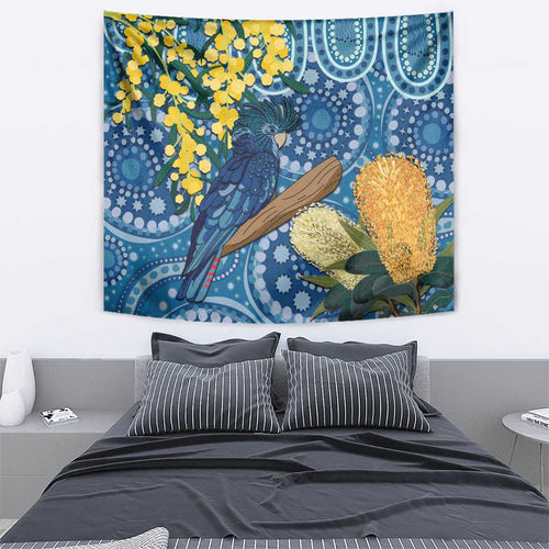 Black Cockatoo Australia Aboriginal Art Tapestry NAIDOC Week - Nature Lovers
