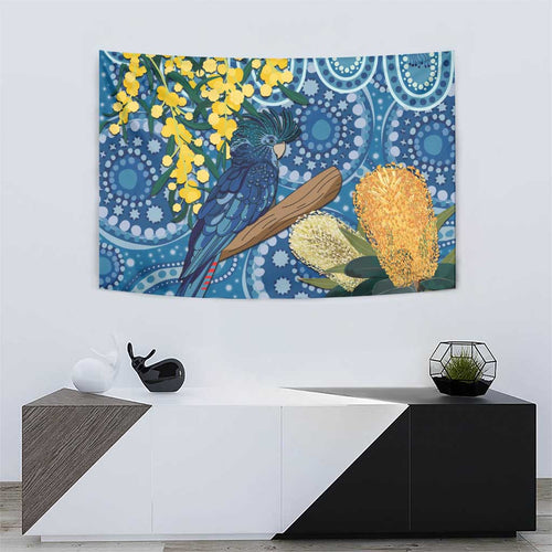 Black Cockatoo Australia Aboriginal Art Tapestry NAIDOC Week - Nature Lovers
