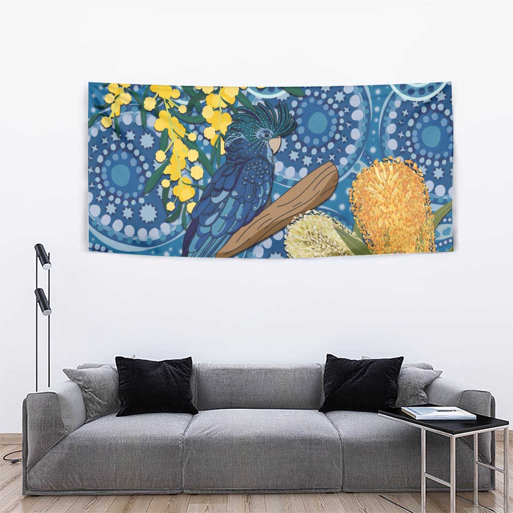Black Cockatoo Australia Aboriginal Art Tapestry NAIDOC Week - Nature Lovers