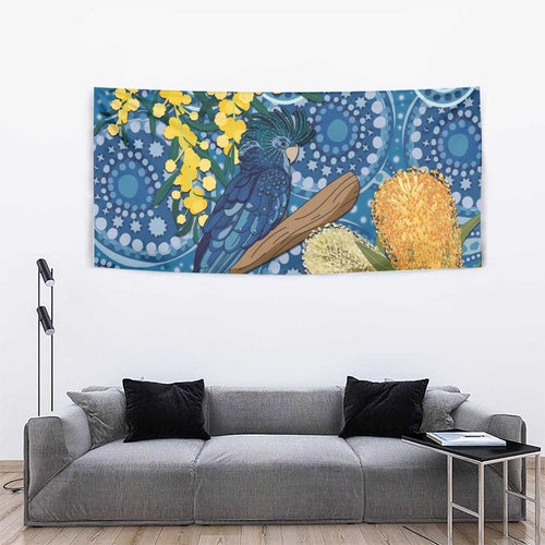 Black Cockatoo Australia Aboriginal Art Tapestry NAIDOC Week - Nature Lovers