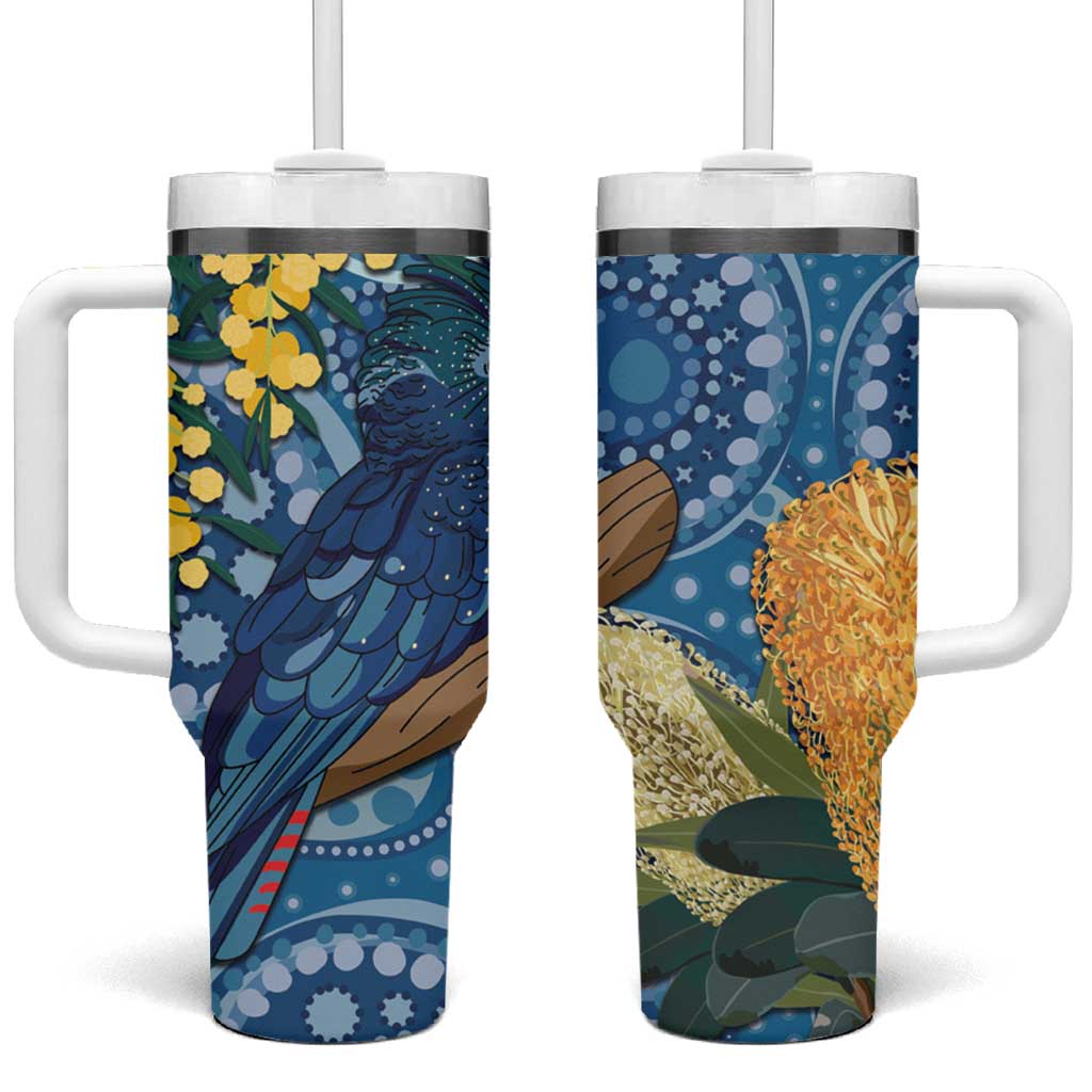 Black Cockatoo Australia Aboriginal Art Tumbler With Handle NAIDOC Week - Nature Lovers