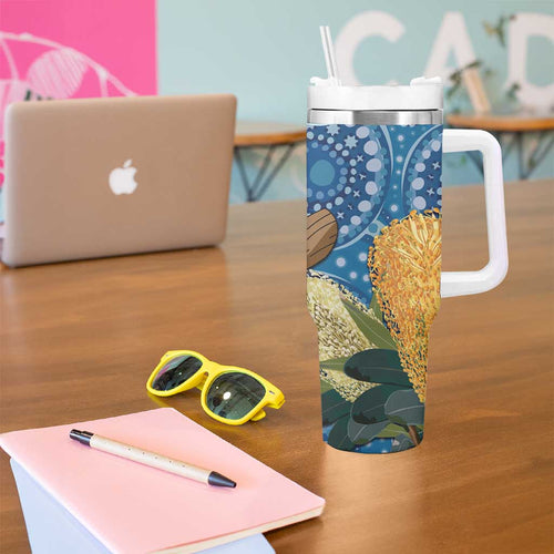 Black Cockatoo Australia Aboriginal Art Tumbler With Handle NAIDOC Week - Nature Lovers