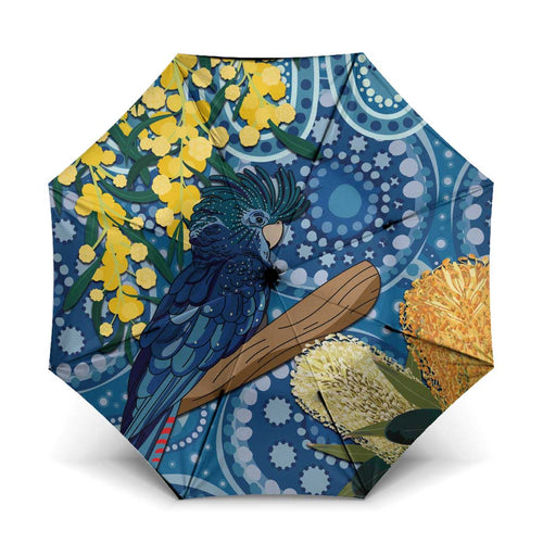 Black Cockatoo Australia Aboriginal Art Umbrella NAIDOC Week - Nature Lovers