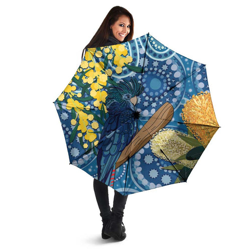 Black Cockatoo Australia Aboriginal Art Umbrella NAIDOC Week - Nature Lovers