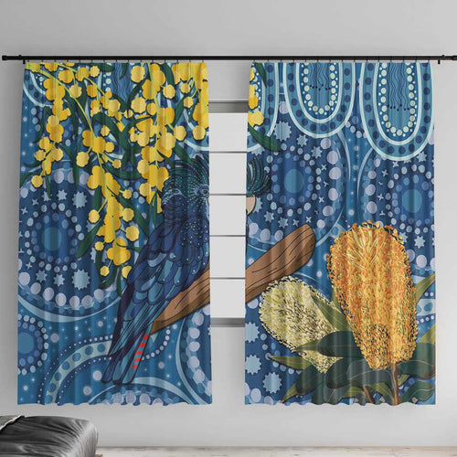 Black Cockatoo Australia Aboriginal Art Window Curtain NAIDOC Week - Nature Lovers