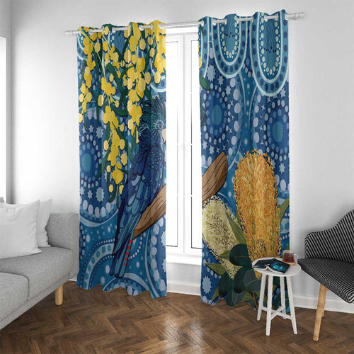Black Cockatoo Australia Aboriginal Art Window Curtain NAIDOC Week - Nature Lovers