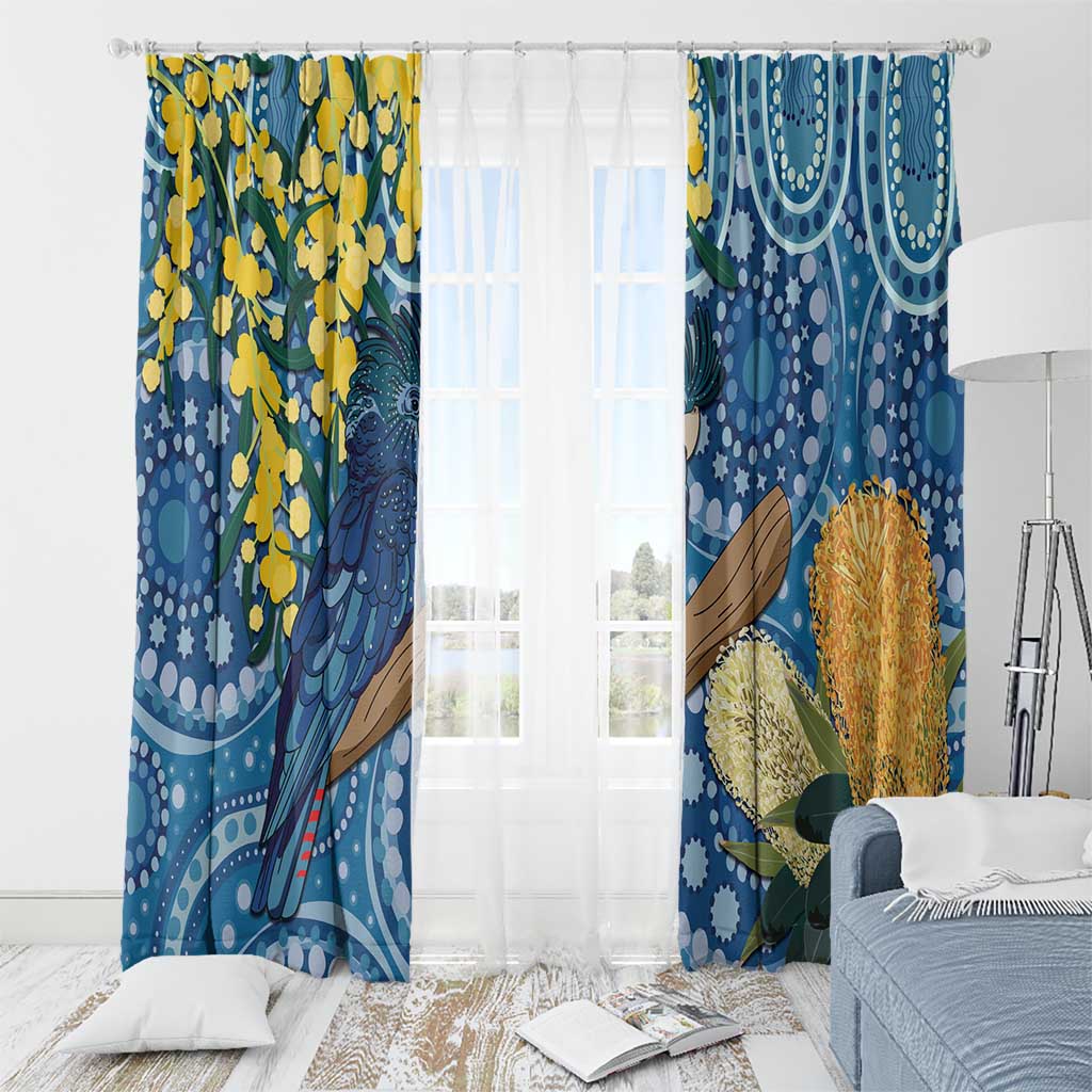Black Cockatoo Australia Aboriginal Art Window Curtain NAIDOC Week - Nature Lovers