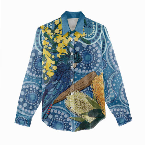 Black Cockatoo Australia Aboriginal Art Women Casual Shirt NAIDOC Week - Nature Lovers