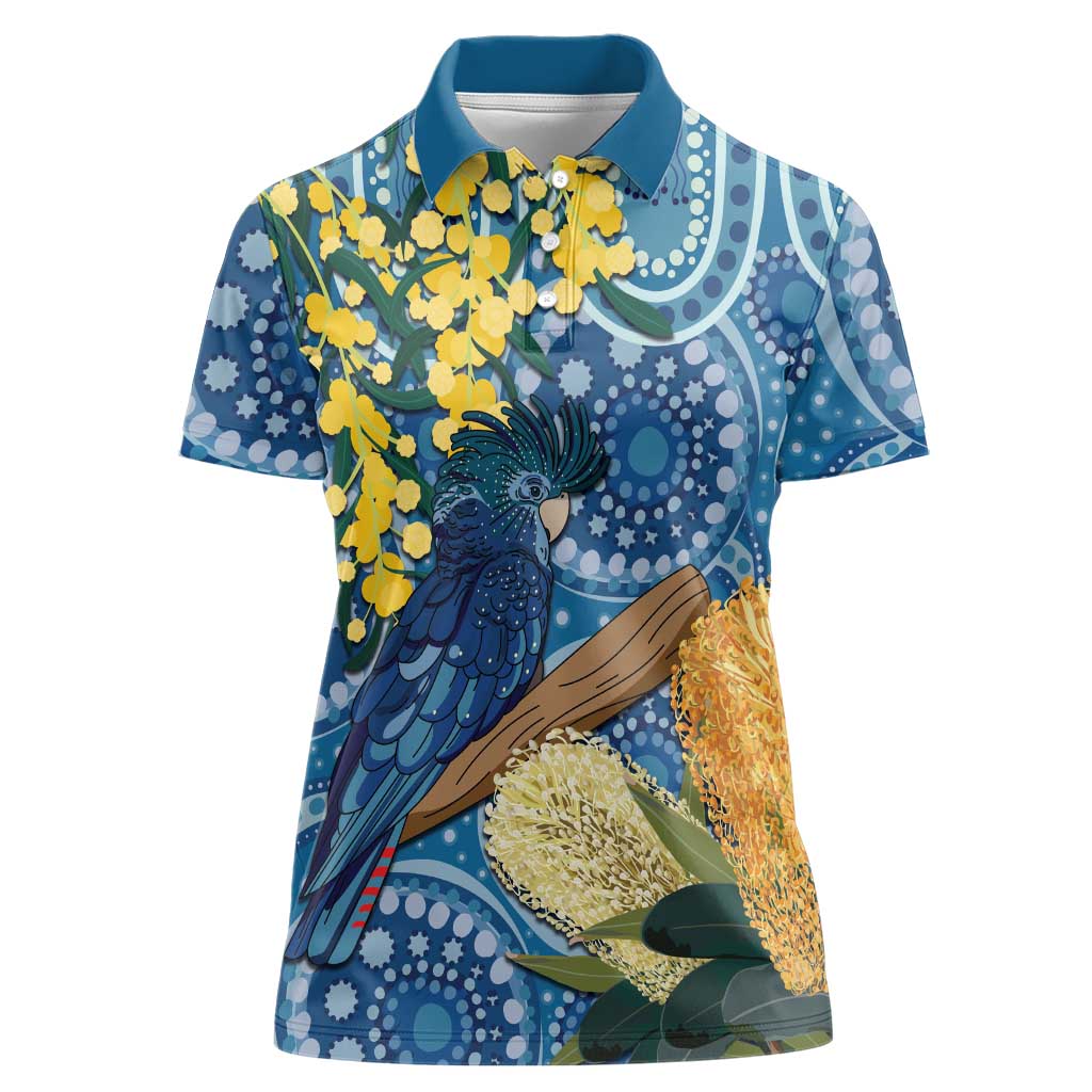Black Cockatoo Australia Aboriginal Art Women Polo Shirt NAIDOC Week - Nature Lovers
