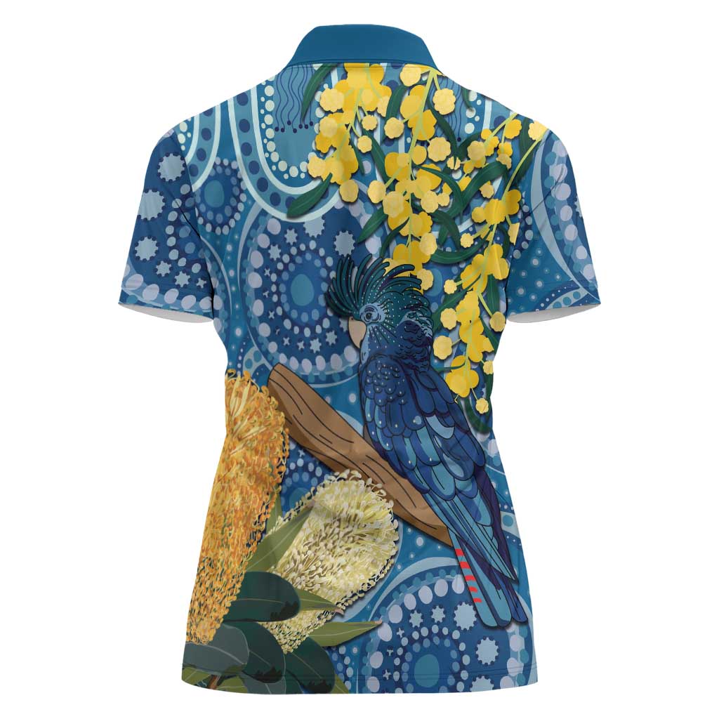 Black Cockatoo Australia Aboriginal Art Women Polo Shirt NAIDOC Week - Nature Lovers