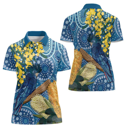 Black Cockatoo Australia Aboriginal Art Women Polo Shirt NAIDOC Week - Nature Lovers
