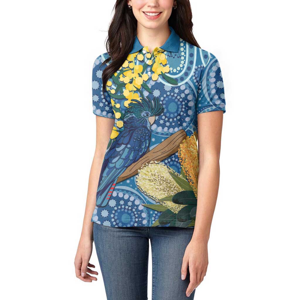 Black Cockatoo Australia Aboriginal Art Women Polo Shirt NAIDOC Week - Nature Lovers