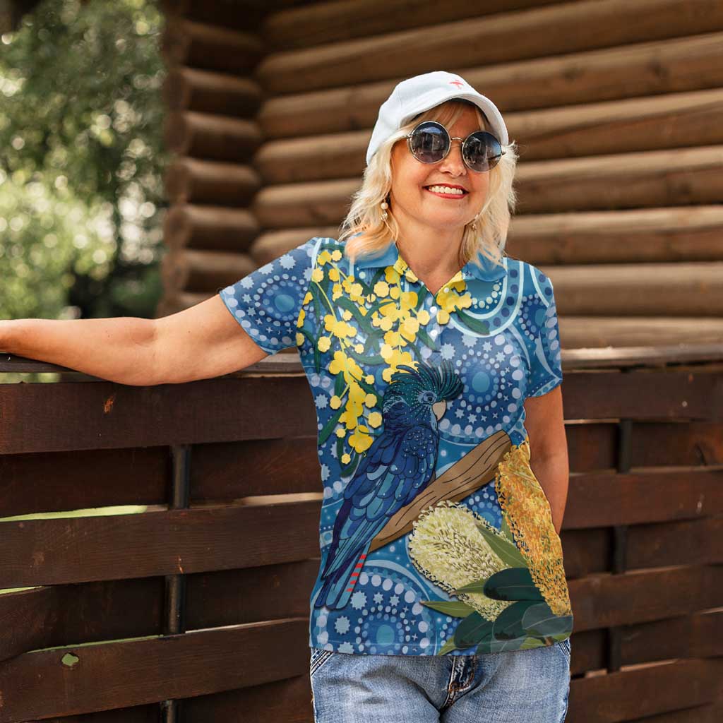 Black Cockatoo Australia Aboriginal Art Women Polo Shirt NAIDOC Week - Nature Lovers