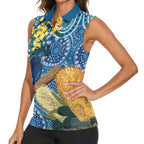 Black Cockatoo Australia Aboriginal Art Women Sleeveless Polo Shirt NAIDOC Week - Nature Lovers
