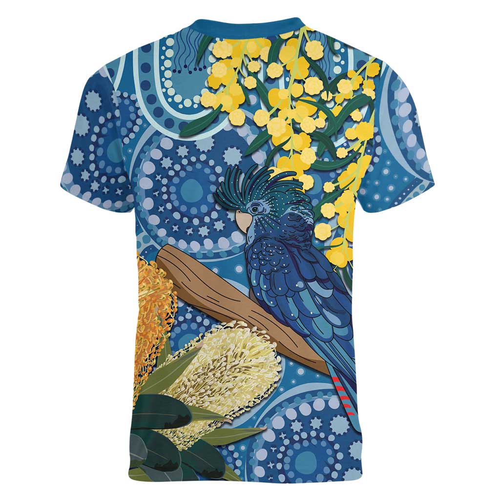 Black Cockatoo Australia Aboriginal Art Women V-Neck T-Shirt NAIDOC Week - Nature Lovers