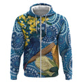 Black Cockatoo Australia Aboriginal Art Zip Hoodie NAIDOC Week - Nature Lovers