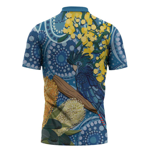 Black Cockatoo Australia Aboriginal Art Zipper Polo Shirt NAIDOC Week - Nature Lovers