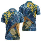 Black Cockatoo Australia Aboriginal Art Zipper Polo Shirt NAIDOC Week - Nature Lovers