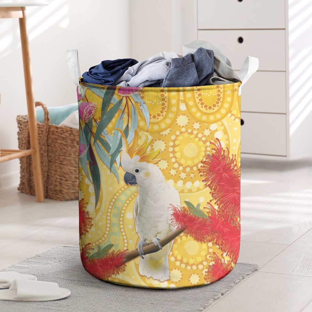 Sulphur-Crested Cockatoo Australia Aboriginal Art Laundry Basket NAIDOC Week - Nature Lovers