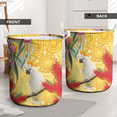 Sulphur-Crested Cockatoo Australia Aboriginal Art Laundry Basket NAIDOC Week - Nature Lovers