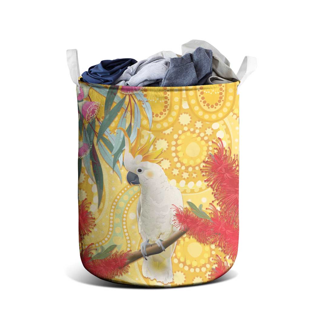 Sulphur-Crested Cockatoo Australia Aboriginal Art Laundry Basket NAIDOC Week - Nature Lovers