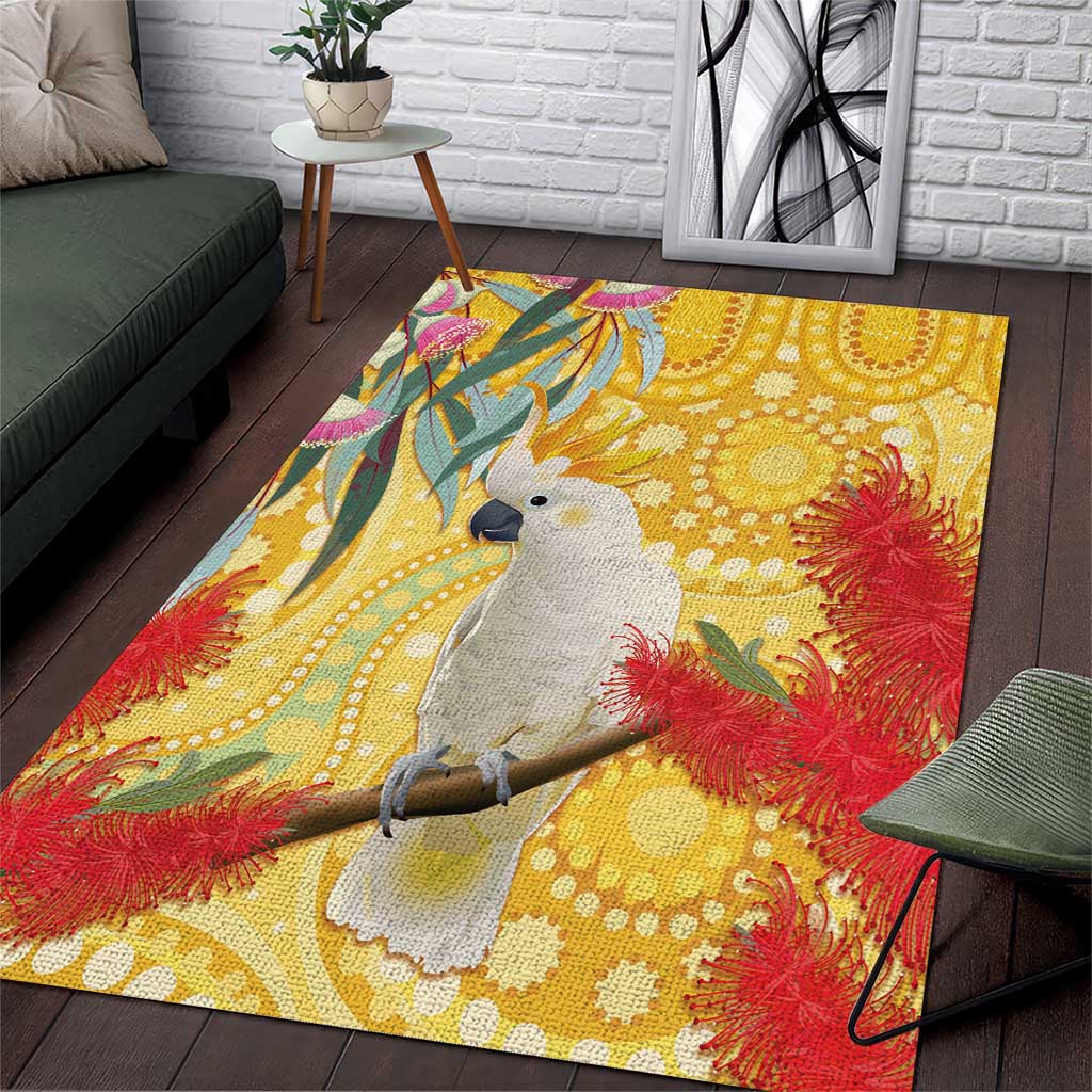 Sulphur-Crested Cockatoo Australia Aboriginal Art Area Rug NAIDOC Week - Nature Lovers