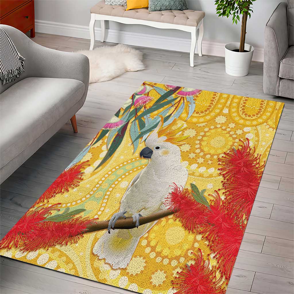 Sulphur-Crested Cockatoo Australia Aboriginal Art Area Rug NAIDOC Week - Nature Lovers