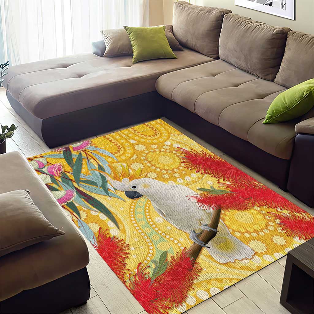Sulphur-Crested Cockatoo Australia Aboriginal Art Area Rug NAIDOC Week - Nature Lovers