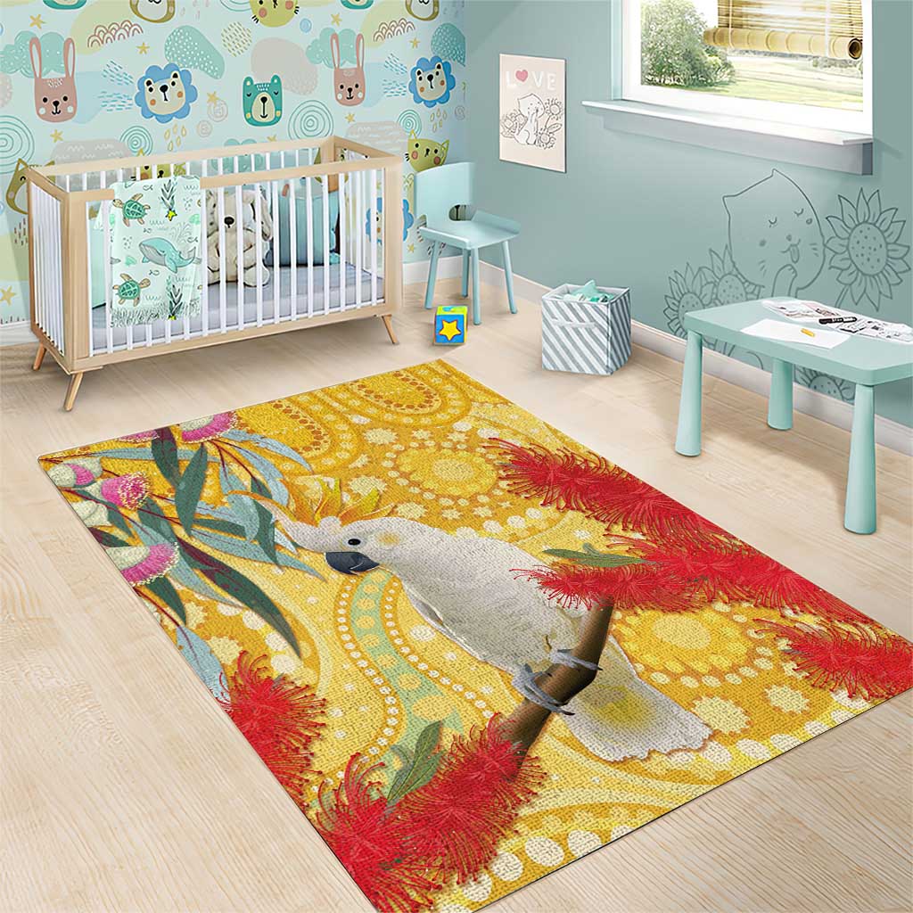 Sulphur-Crested Cockatoo Australia Aboriginal Art Area Rug NAIDOC Week - Nature Lovers