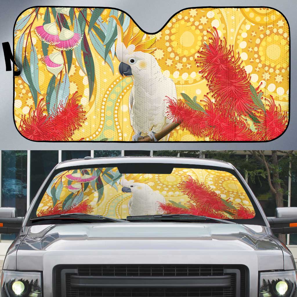 Sulphur-Crested Cockatoo Australia Aboriginal Art Auto Sun Shade NAIDOC Week - Nature Lovers