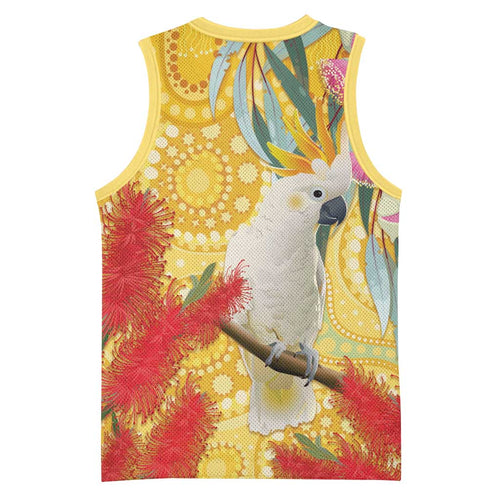 Sulphur-Crested Cockatoo Australia Aboriginal Art Basketball Jersey NAIDOC Week - Nature Lovers