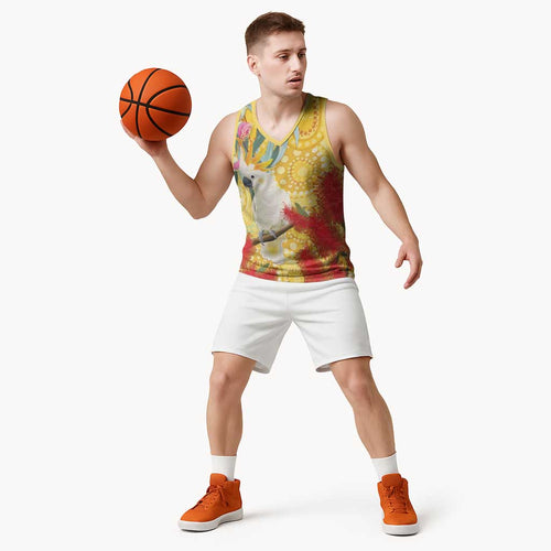 Sulphur-Crested Cockatoo Australia Aboriginal Art Basketball Jersey NAIDOC Week - Nature Lovers