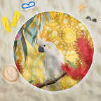 Sulphur-Crested Cockatoo Australia Aboriginal Art Beach Blanket NAIDOC Week - Nature Lovers