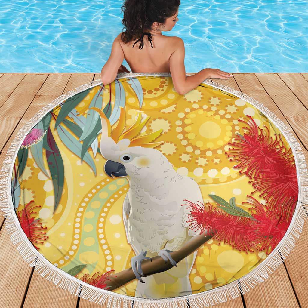 Sulphur-Crested Cockatoo Australia Aboriginal Art Beach Blanket NAIDOC Week - Nature Lovers