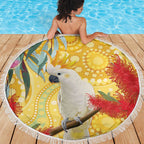 Sulphur-Crested Cockatoo Australia Aboriginal Art Beach Blanket NAIDOC Week - Nature Lovers