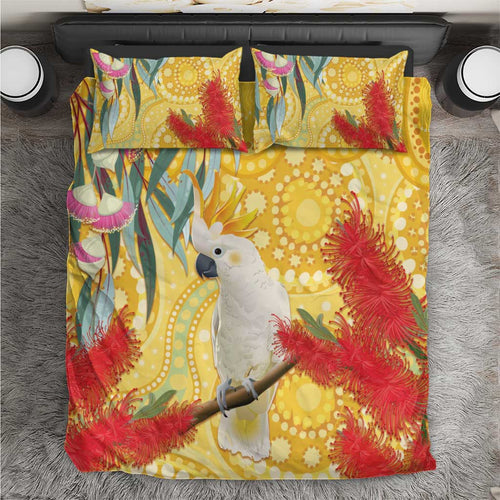 Sulphur-Crested Cockatoo Australia Aboriginal Art Bedding Set NAIDOC Week - Nature Lovers