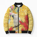 Sulphur-Crested Cockatoo Australia Aboriginal Art Bomber Puffer Jacket NAIDOC Week - Nature Lovers