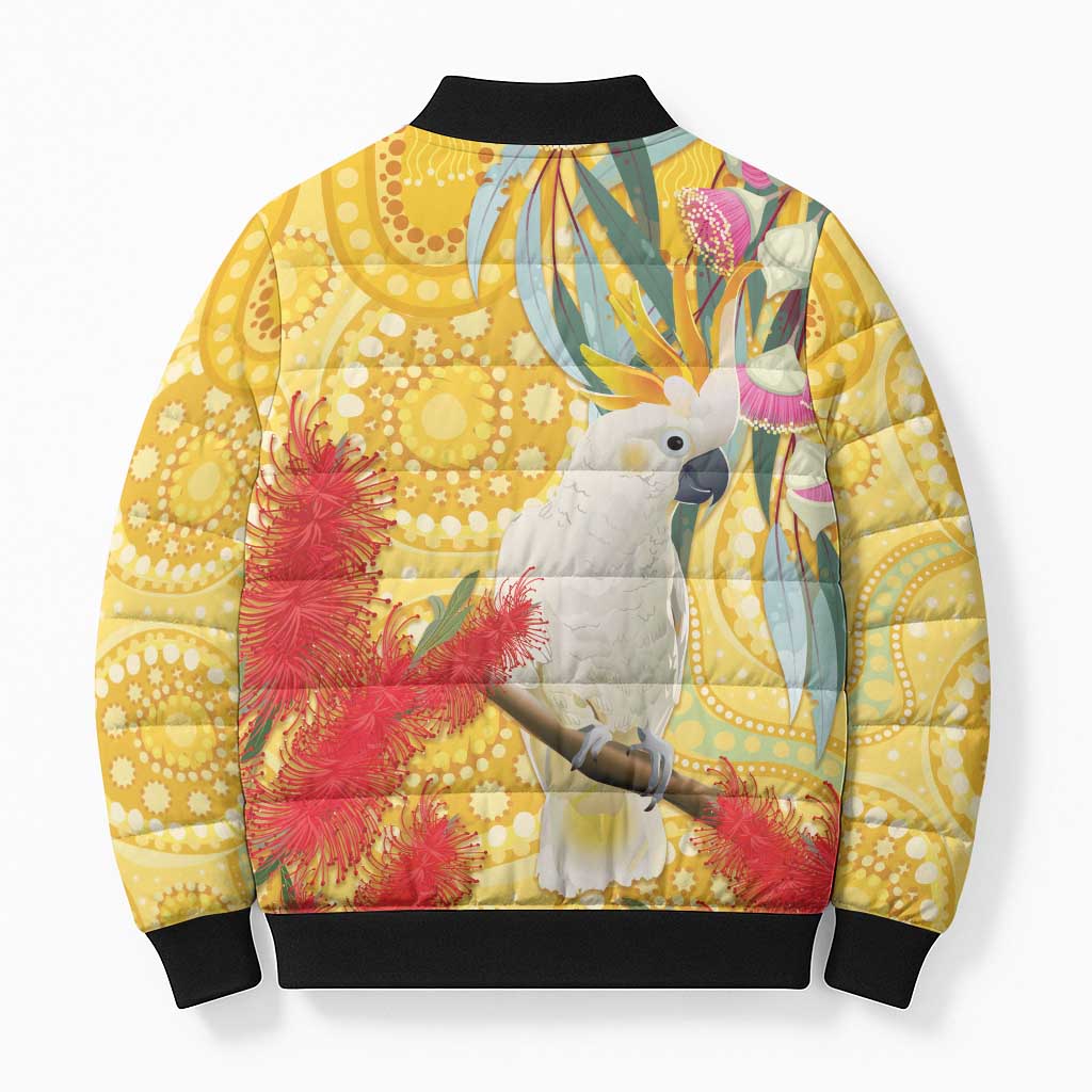 Sulphur-Crested Cockatoo Australia Aboriginal Art Bomber Puffer Jacket NAIDOC Week - Nature Lovers