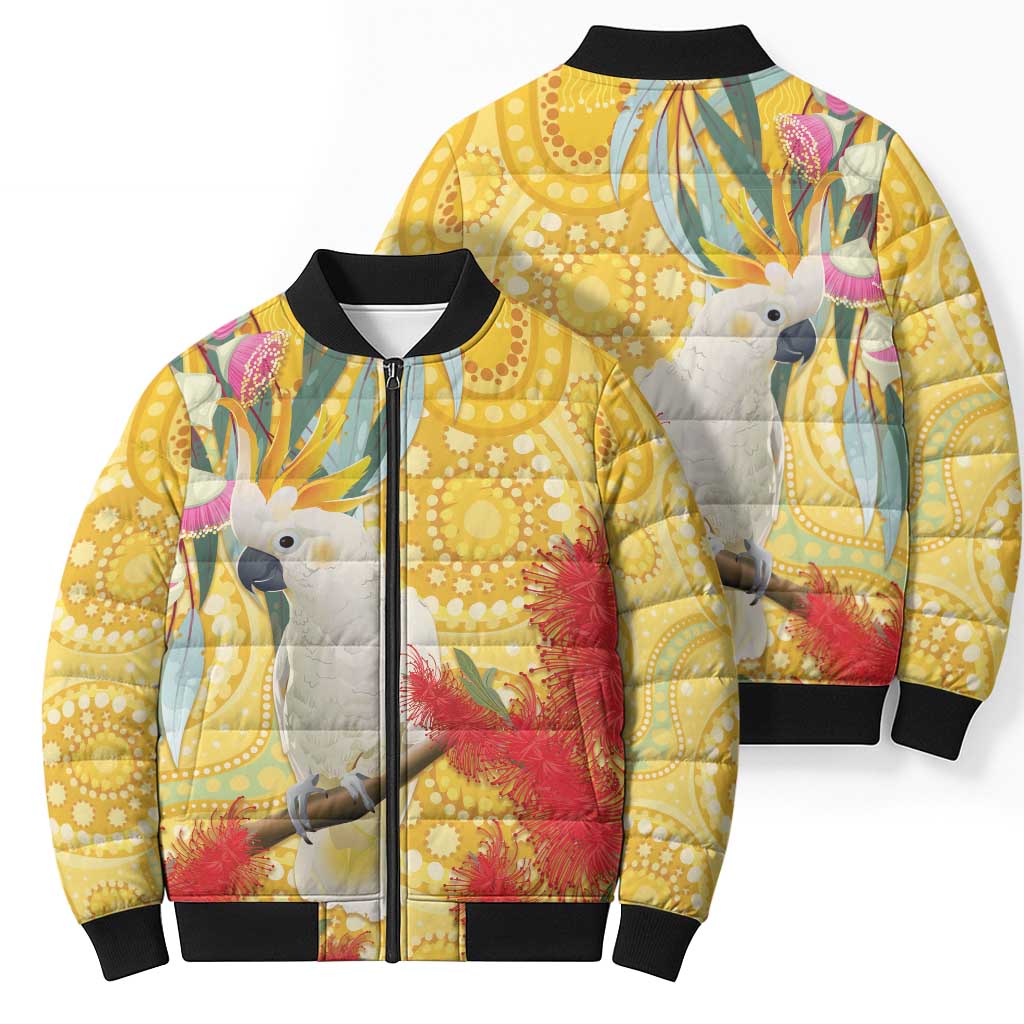 Sulphur-Crested Cockatoo Australia Aboriginal Art Bomber Puffer Jacket NAIDOC Week - Nature Lovers