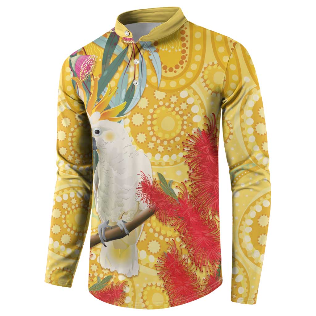 Sulphur-Crested Cockatoo Australia Aboriginal Art Button Sweatshirt NAIDOC Week - Nature Lovers