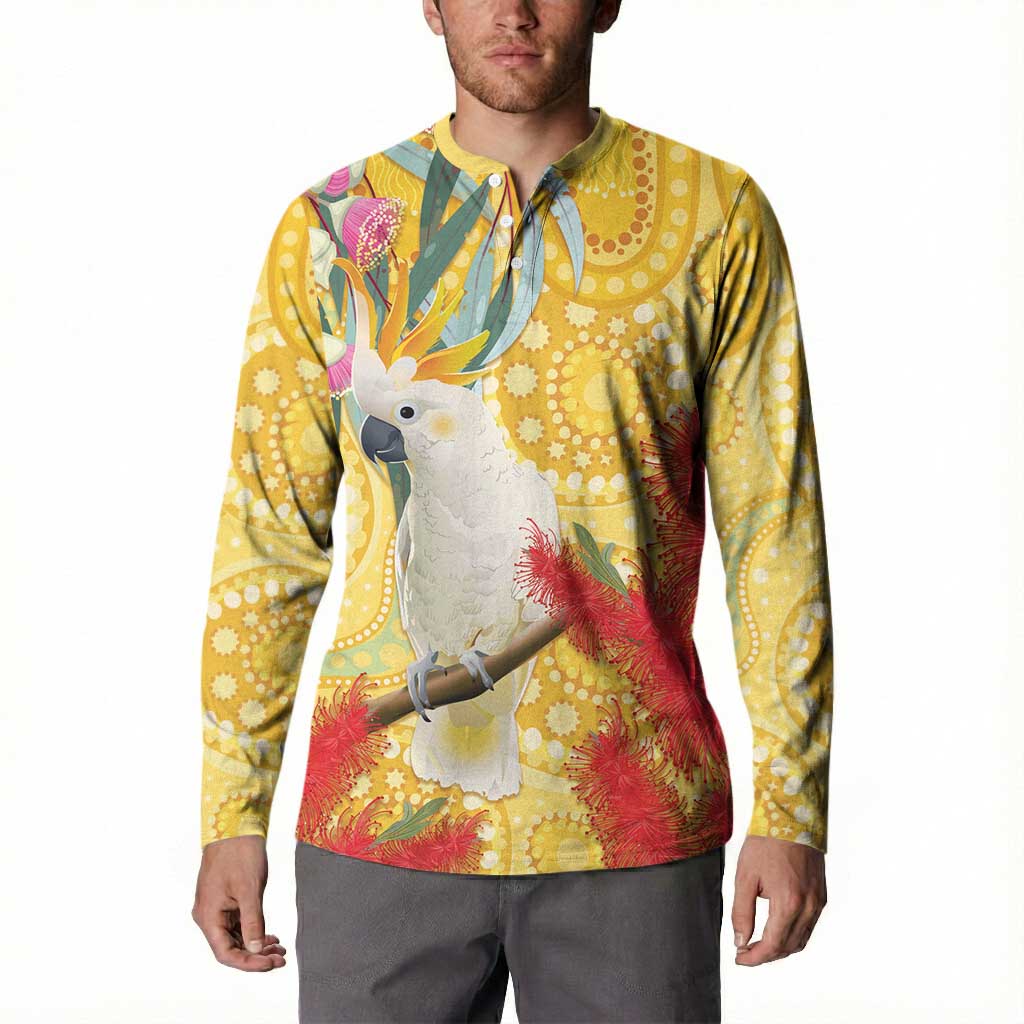 Sulphur-Crested Cockatoo Australia Aboriginal Art Button Sweatshirt NAIDOC Week - Nature Lovers