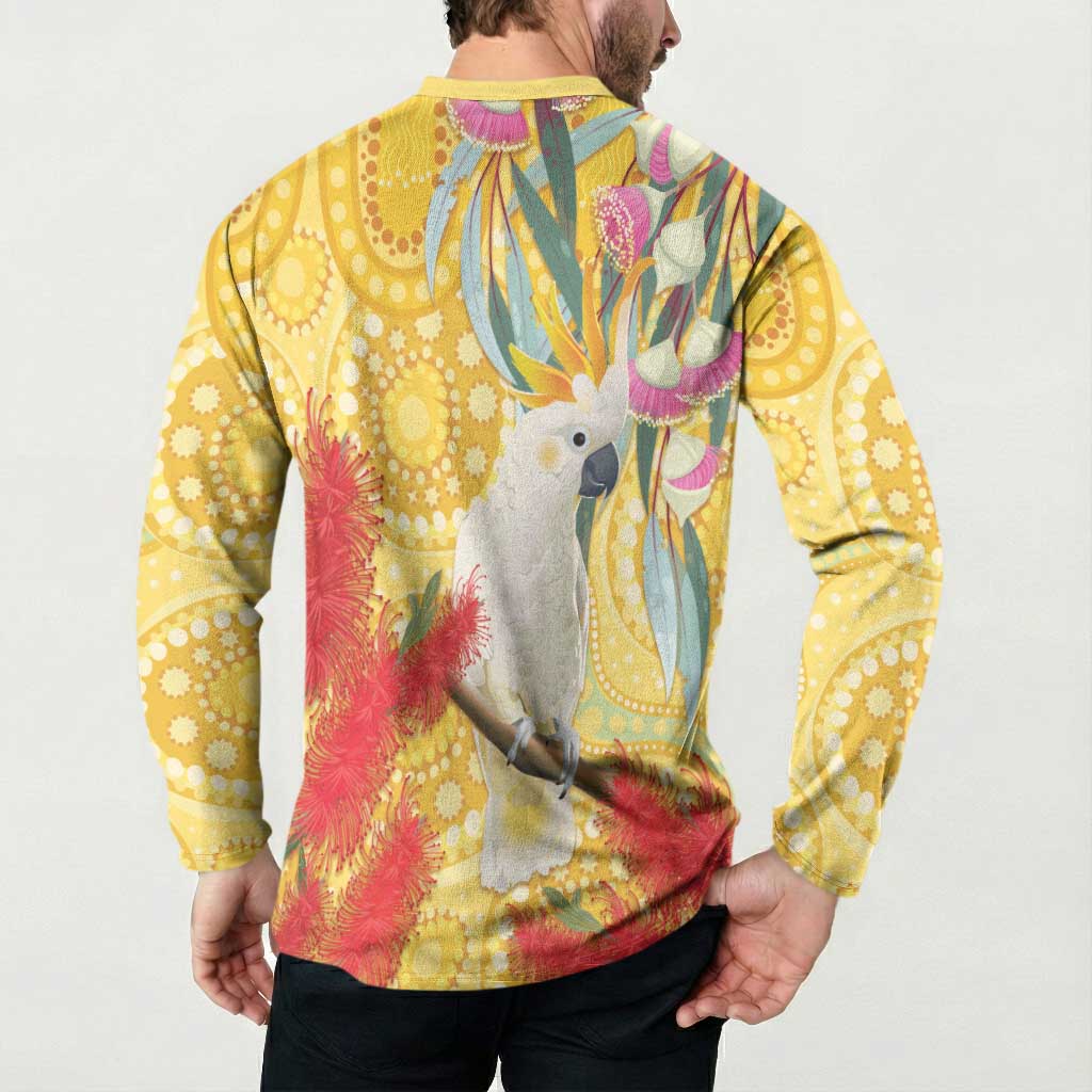 Sulphur-Crested Cockatoo Australia Aboriginal Art Button Sweatshirt NAIDOC Week - Nature Lovers