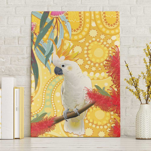 Sulphur-Crested Cockatoo Australia Aboriginal Art Canvas Wall Art NAIDOC Week - Nature Lovers