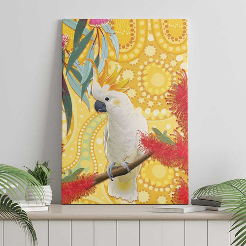 Sulphur-Crested Cockatoo Australia Aboriginal Art Canvas Wall Art NAIDOC Week - Nature Lovers
